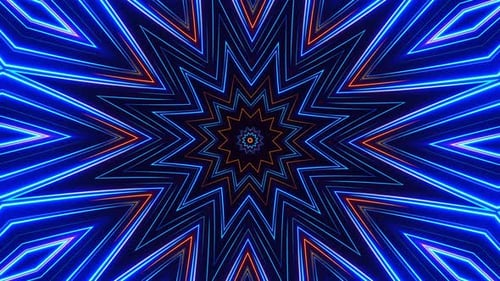 Star shaped object with many colors and shapes in it. Kaleidoscope VJ loop
