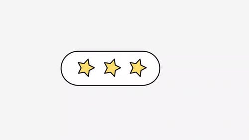 Animated Three Stars Rating Element in Flat Design Style