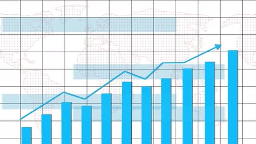 Glowing earth business graph animated on whit background.