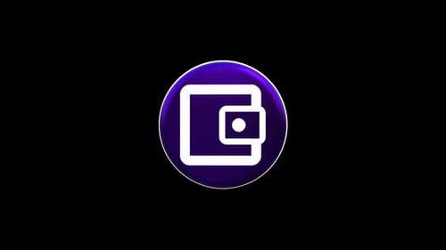 3D Digital Wallet Icon Rotating on Black Background