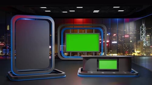 3D Virtual News Studio Background Loop
