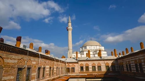 turkey - izmir, february 15 2023 Kızağası inn. Hisar mosque
