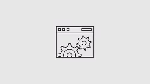 Animated Browser Window with Rotating Gears Icon