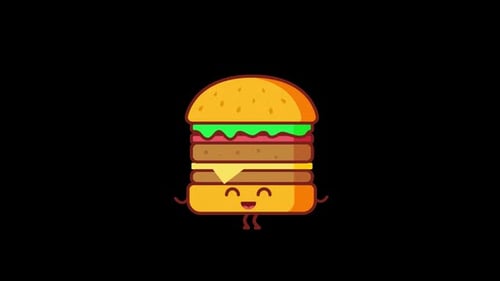 Happy Animated Cartoon Burger Character