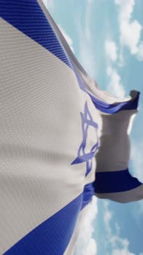 Realistic Israel Flag Gently Waving In Slow Motion