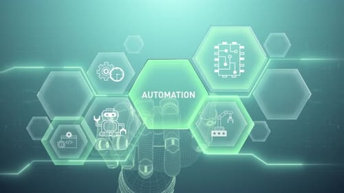 Automation Hand touching,Digital transformation,Science and artificial intelligence,innovation