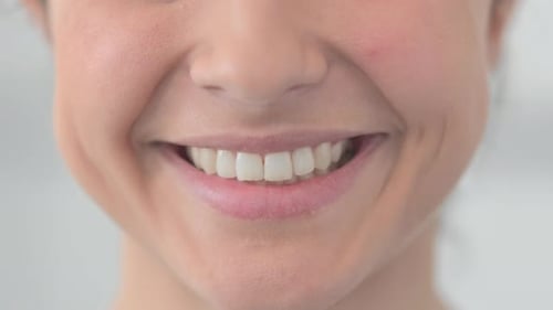Close Up of Smiling Lips of Indian Woman