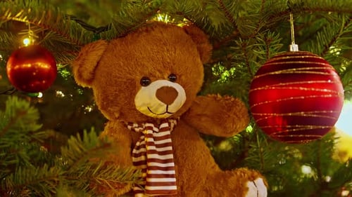 Christmas Tree Decoration with Teddy Bear and Baubles