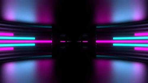 Cyan And Pink Neon Circle Equalized Corridor Background Vj Loop In 4K