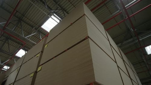 Large Panel Stacks Inside Modern Warehouse