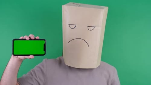 sad paper bag green screen