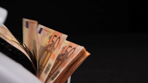 Money Counter Counts Euro Currency Notes