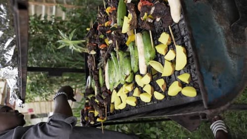 Preparing for a Barbeque - Vertical Shot