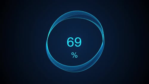 Futuristic Digital Countdown Progress Bar with Blue Lines