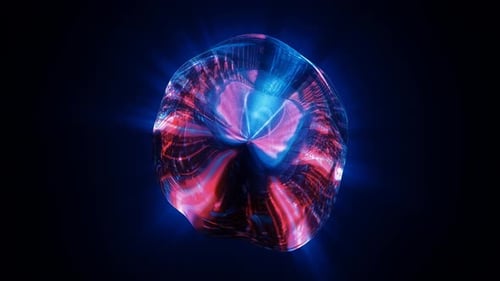 Purple blue liquid energy plasma futuristic magic round ball sphere. Abstract background