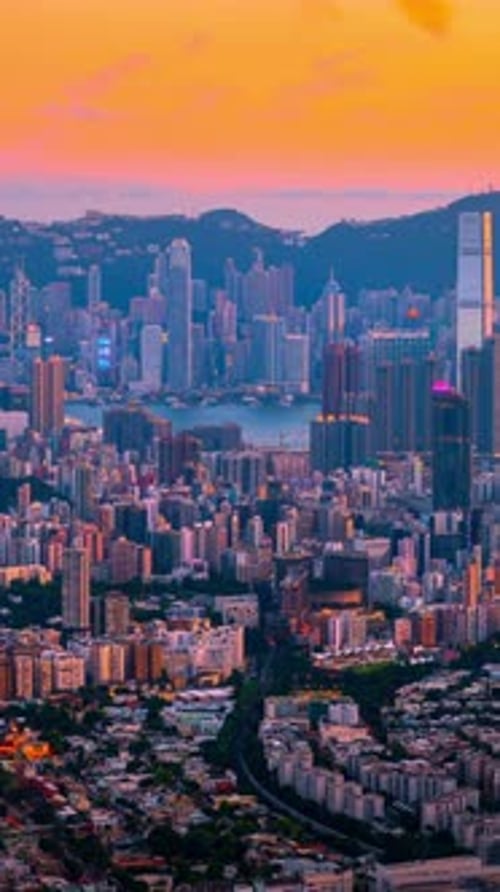 Vertical View Of Hong Kong Cityscape, China