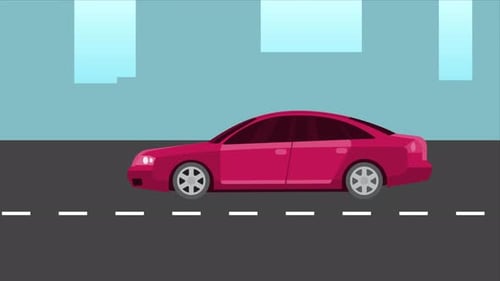 Pink Car Driving In the Road 4K