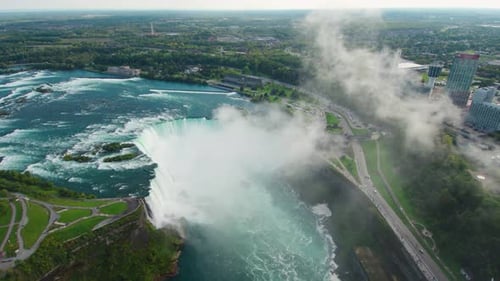 Niagara Falls View, Aerial Drone Beautiful Flying Tourism