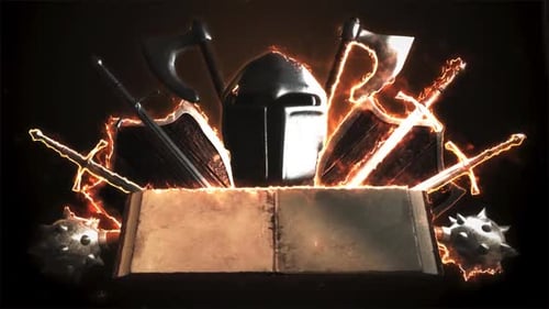 Grunge Cinematic Fantasy War Weapons Logo Reveal