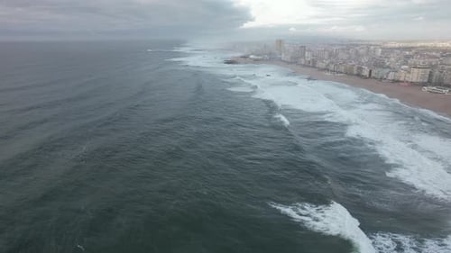 Crashing waves on beach top view,Aerial view waves sea Amazing ocean