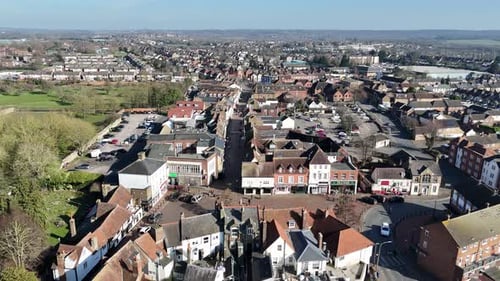 Waltham Abbey town centre Essex UK drone,aerial