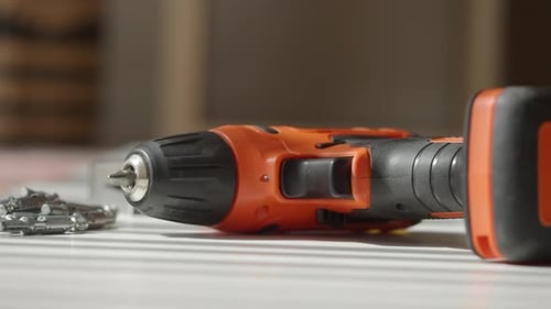 Building with a Power Drill in a Woodworking Shop