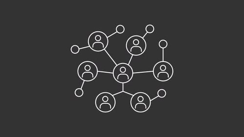 Animated Line Art Network of People Icons Connection