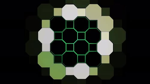 Animated Digital Geometric Grid with Glowing Lines