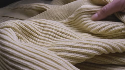 Hand Feeling Soft Knitted Cream Sweater Texture