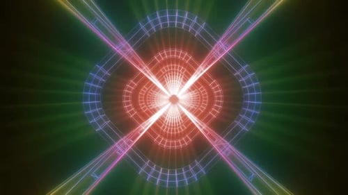 Luzes de néon vibrantes criando vídeo em movimento com efeito de túnel futurista