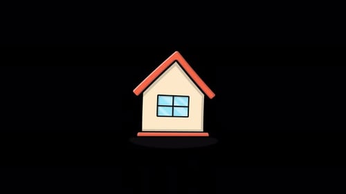 Animated Minimalist House Icon Wiggle and Pop Reveal