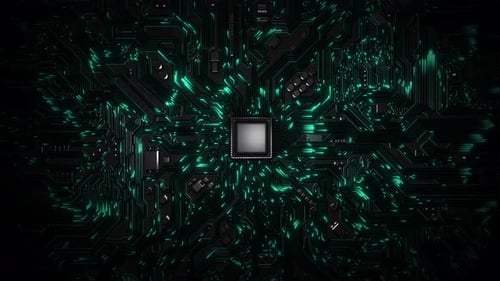 Cyberpunk AI Circuit Board Technology Background Computer Processors CPU GPU Concept