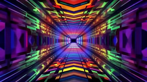 Abstract Neon Geometric Tunnel Loop Motion Background