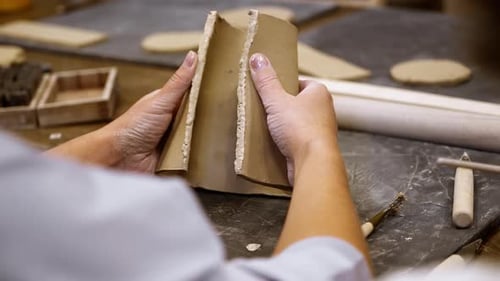 Creating a One of a Kind Unique Ceramic Piece in a Dedicated Artisan Workshop Environment Stock Clip