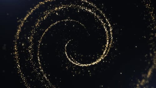 Golden Glitter Particles Forming Elegant Spiral Animation