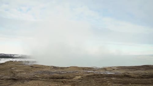 Hot Geothermal Hot Springs and Geyser with Steam Iceland