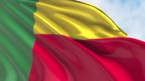 Waving Flag of Benin Seamless Loop Animation