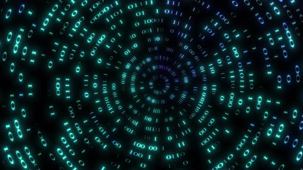 Binary Code Animation. Binary Digital Code Animated On Circle Shape ...