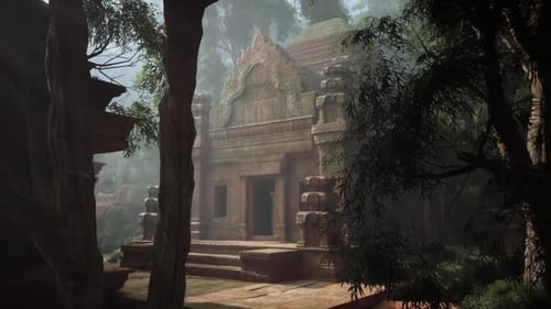 Ancient Mayan Temple Surrounded By Trees