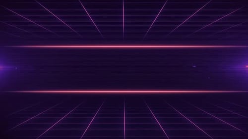 Retro Neon Grid Cyberspace Animated Background