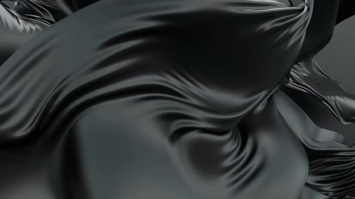 Abstract Fluid Black Silk Fabric Flowing Animation