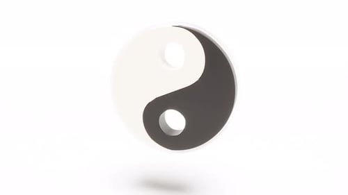 Yin-Yang-Schild, drehbar auf weißer Rückseite, introverbar, nahtlos
