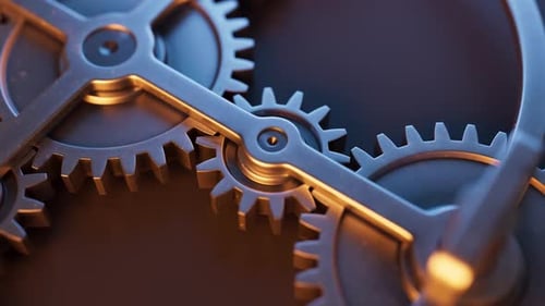 Close-up of Interlocking Metal Gears