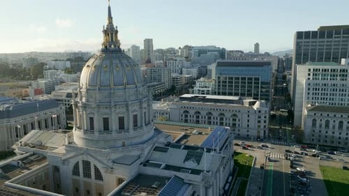 Drone shot of San Francisco City Hall