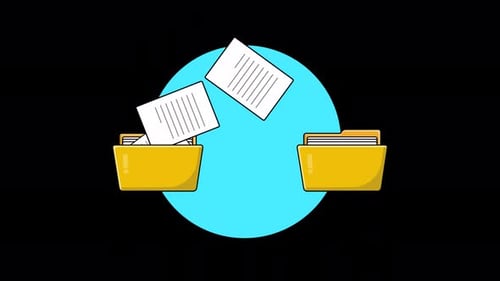 Animated File Transfer Between Folders in Flat Design