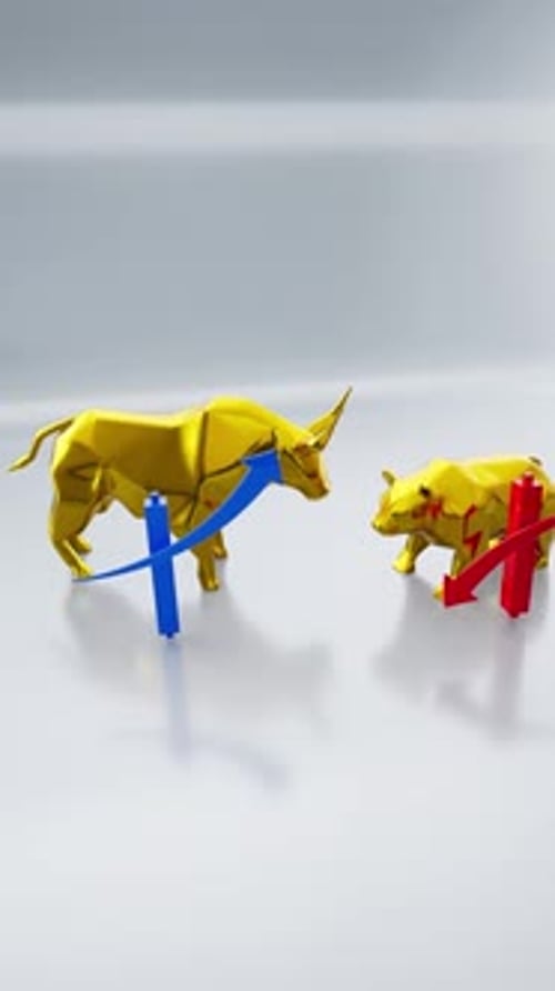 Vertical Golden Bullish Bearish Financial Battle Candlesticks