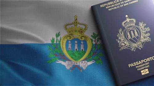 San Marino Flag Waving with National Passport