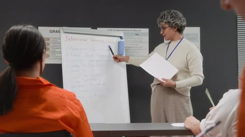 Female Teacher Leading Life Skills Class at Prison
