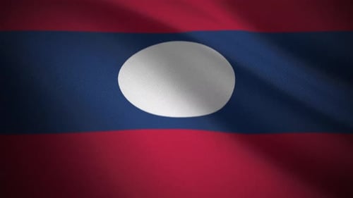 Laos National Flag Waving in Realistic Fabric Motion