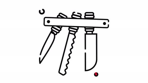 Animation kitchen knife icon. Motion graphic animation cooking themed